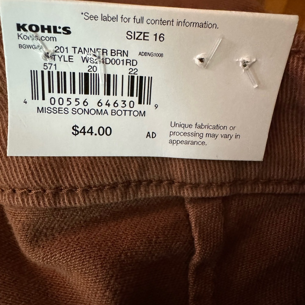 NWT Sonoma Wide-Leg Brown Ankle Pants High Rise - Picture 5 of 9